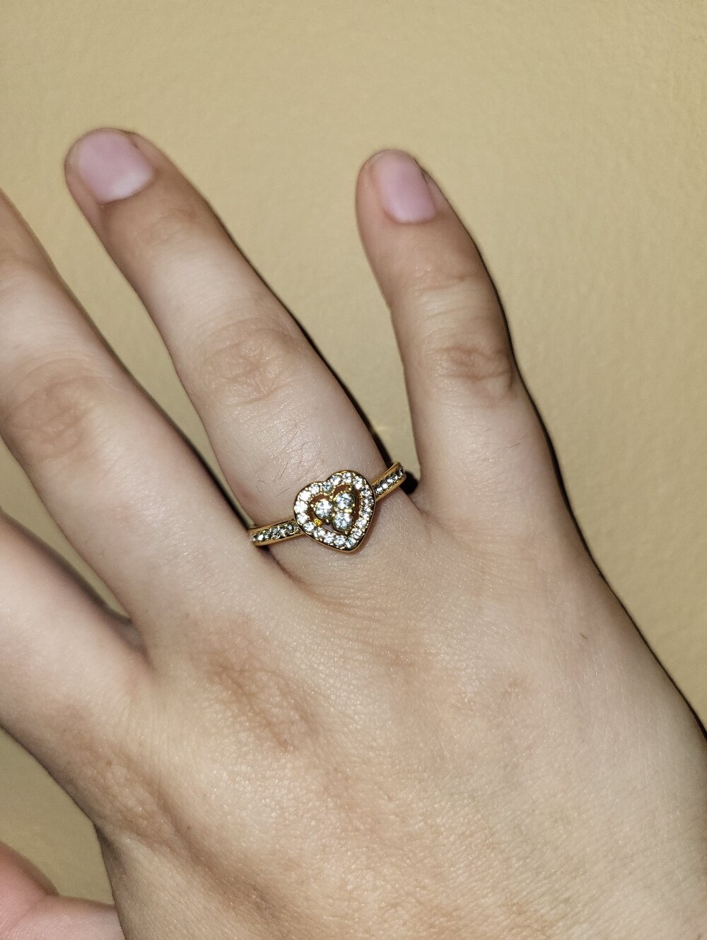 Heart Halo Gold Ring with Clear Stones - Women Jewelry